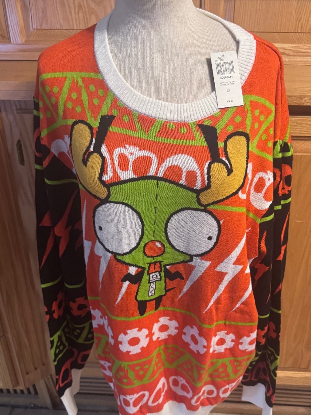 New 4Invader Zim Gir Reindeer Winter Holiday Sweater Nickelodeon 3XL Men's